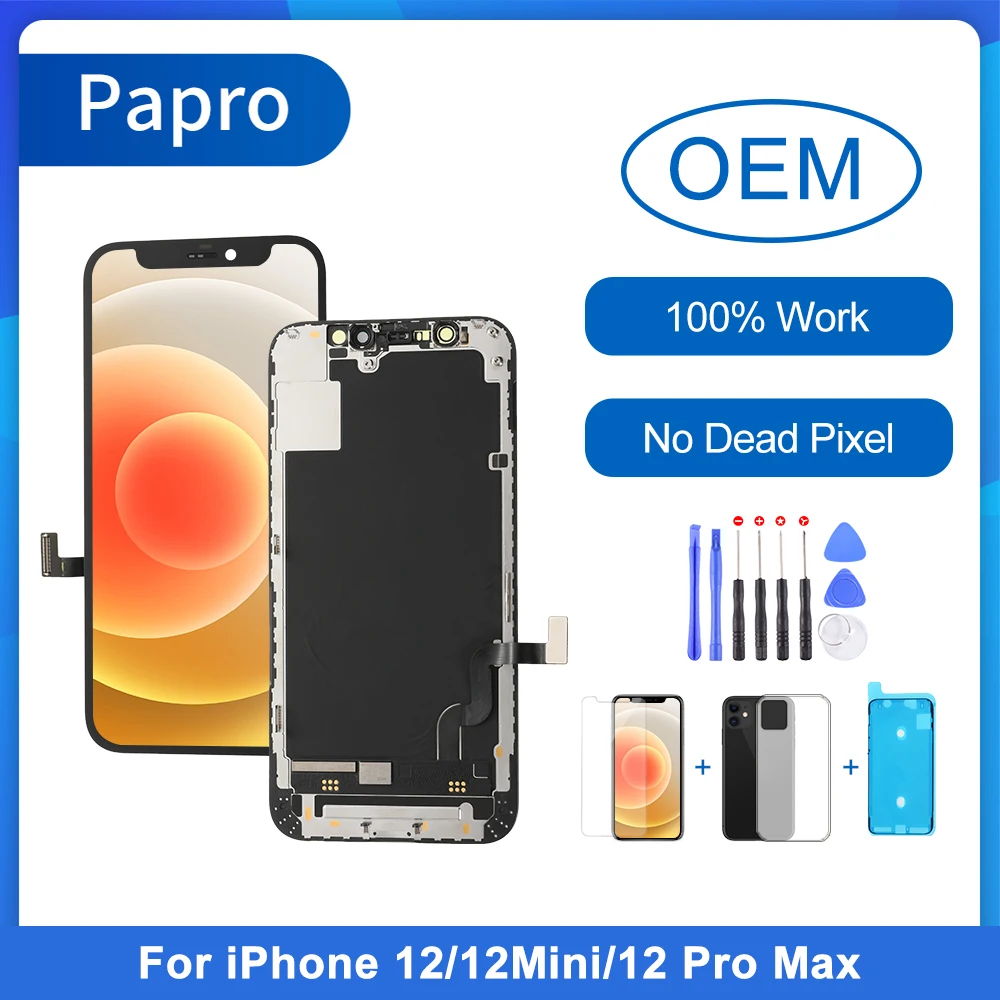 

100% OEM For iPhone 12/12Pro/12mini/12Pro max With 3D Touch Digitizer Assembly No Dead Pixel LCD Screen Replacement Display Gift