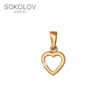 

SOKOLOV suspension in the form of heart of gold fashion jewelry 585 women's male, pendants for neck women