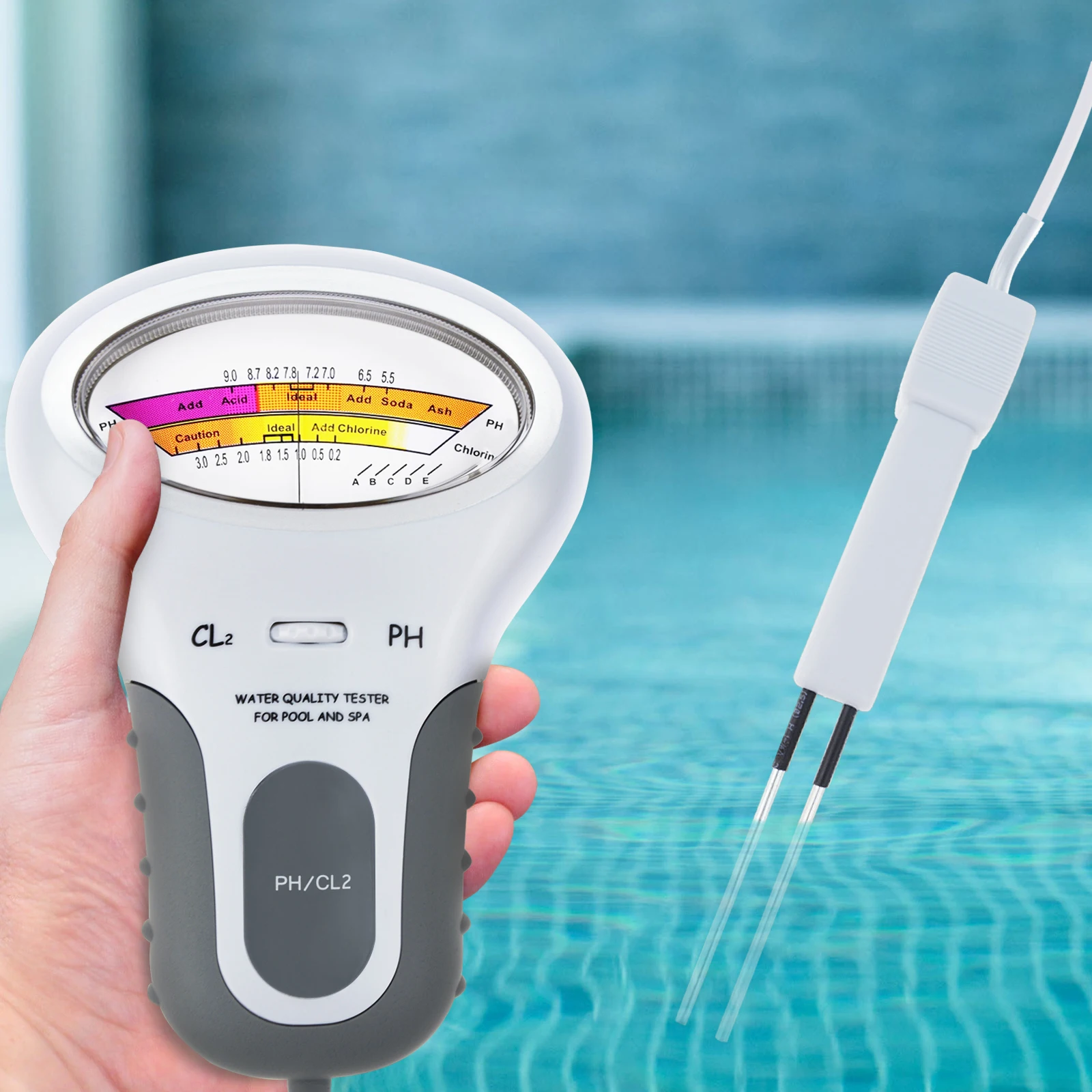 Water Quality Analysis Spa pH & Chlorine (Cl2) Electro tester Light