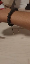Pulsera de lujo con cuenta de piedra de Lava Natural para hombre y mujer, brazalete de cuentas de piedra de 8mm ajustable, hecho a mano, joyería