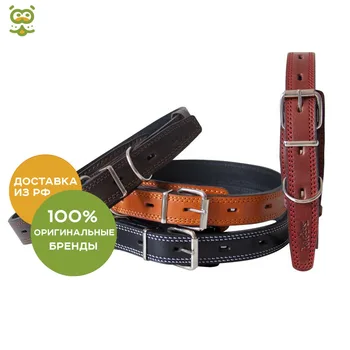 

Dog Collar Зооник leather double premium classic 25mm, 35-44 cm, Black