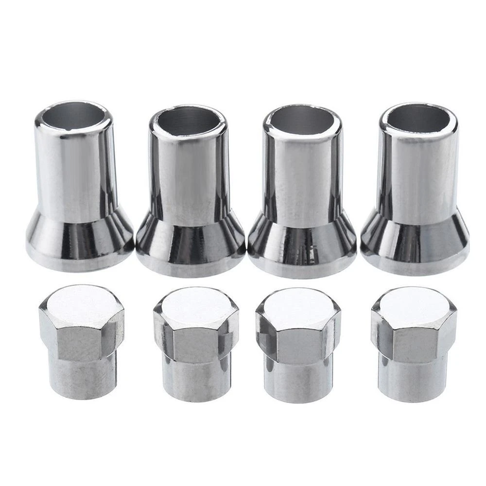 TR413 Chrome Car Truck Tire Wheel Tyre Valve Stem Hex Caps Sleeve Cover Red