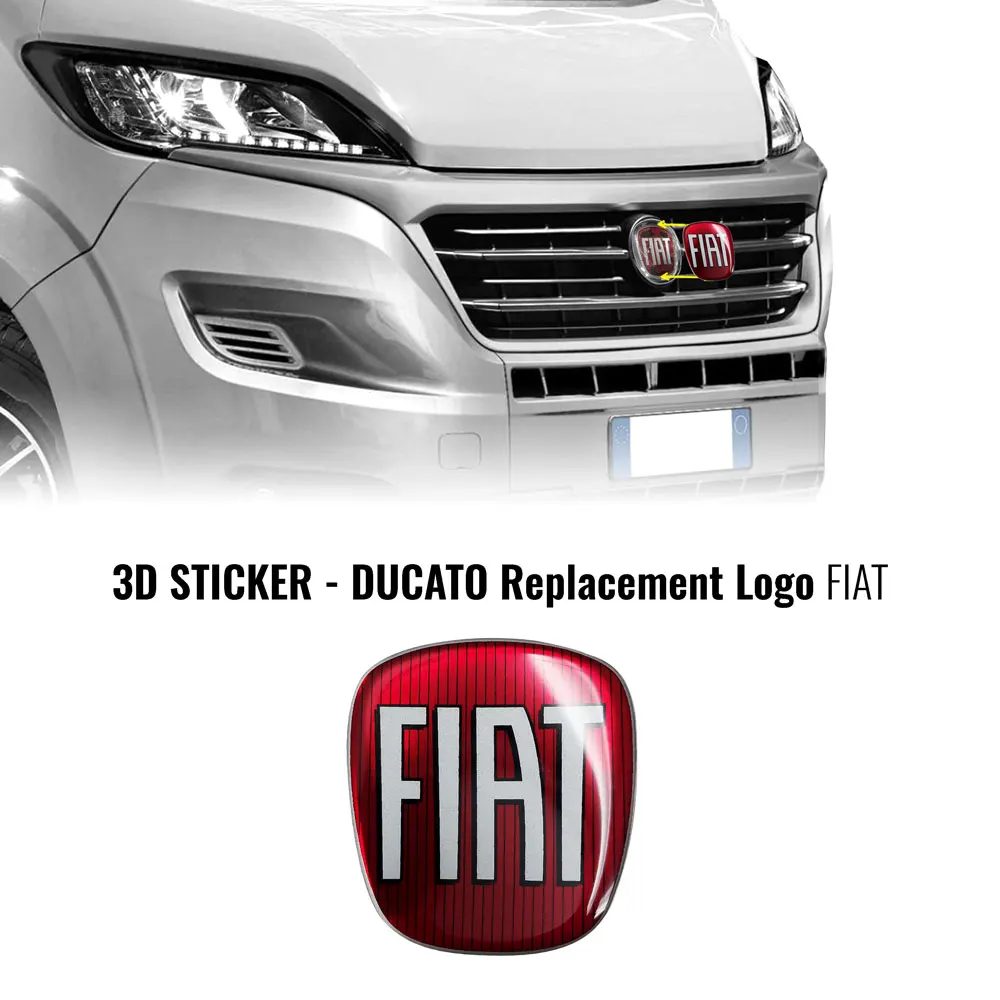 Autocollants 3D 3M Logo Fiat Ducato - Pour Capot Et Arrière De Voiture