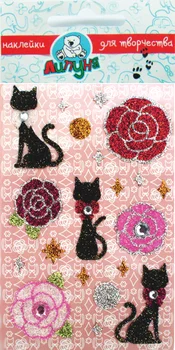 

Vinyl wall sticker "rose and cat"