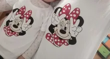Camisetas con estampado de ratón de Minnie para mujer, camisetas informales de manga corta para niñas pequeñas, ropa a juego familiar de marca de verano