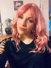 Msholy-peluca ondulada rosa con flequillo Bob corto, Pelo Rizado Bob, pelucas púrpuras sintéticas Rojas, rubias y verdes, Cosplay de alta temperatura