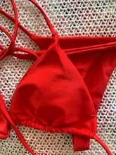 2 uds Bikini Conjunto de sujetador acolchado mujeres-e sólido baño venda traje de baño