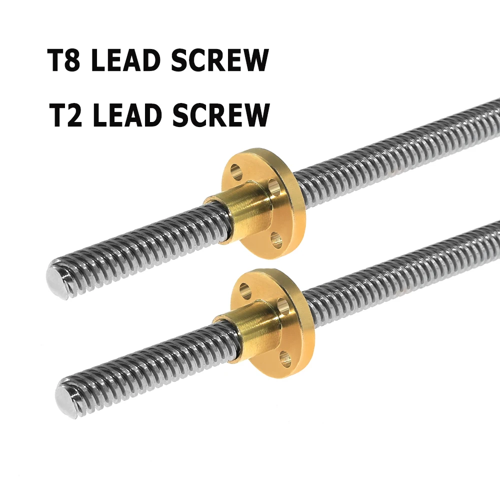 

2pcs 3D Printer Parts T8 Lead Screw With Nut Lead 2/8mm Pitch 2mm Multiple Sizes Trapezoidal Screws Copper Nuts Leadscrew Part