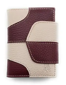 

Women's wallet in 1ª quality leather with attractive combination (9 slots + 1 ID). Burgundy-Beige. (11x8 cm)