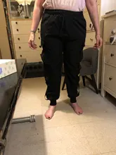 Pantalones Cargo de harén con bolsillos laterales para hombre, pantalón negro de Hip-Hop, informal, a la moda, ropa de calle, 2020 cintas