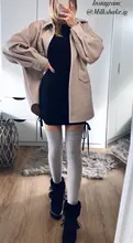 Outwear Jackets Long-Coats Camel ZXQJ Woolen Girls Chic Elegant Spring-Autumn Vintage Women
