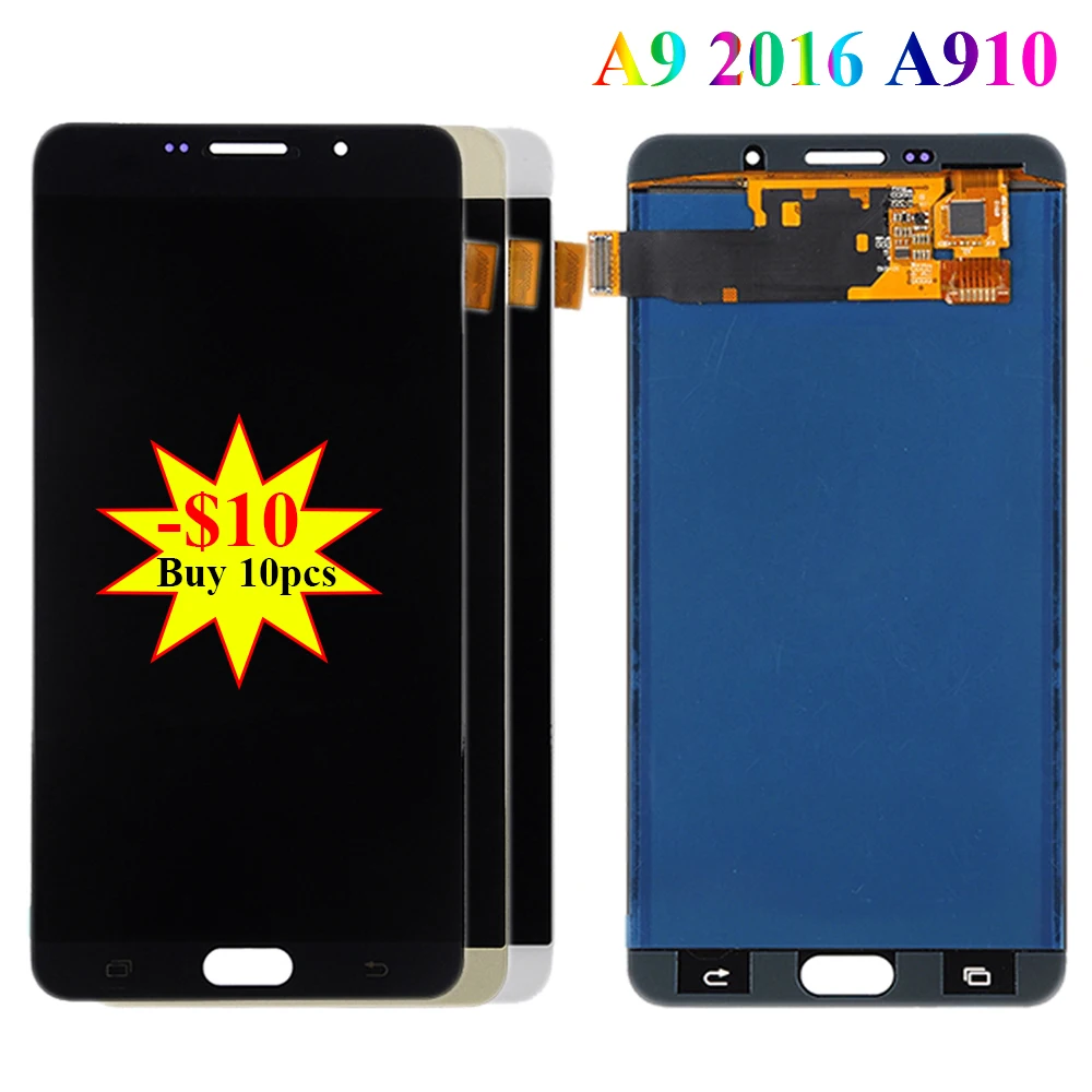 

For SAMSUNG GALAXY A9 Pro LCD 2016 A910 A9100 A910F Display Touch Screen Digiziter Assembly Replace Parts Can Adjust Brightness