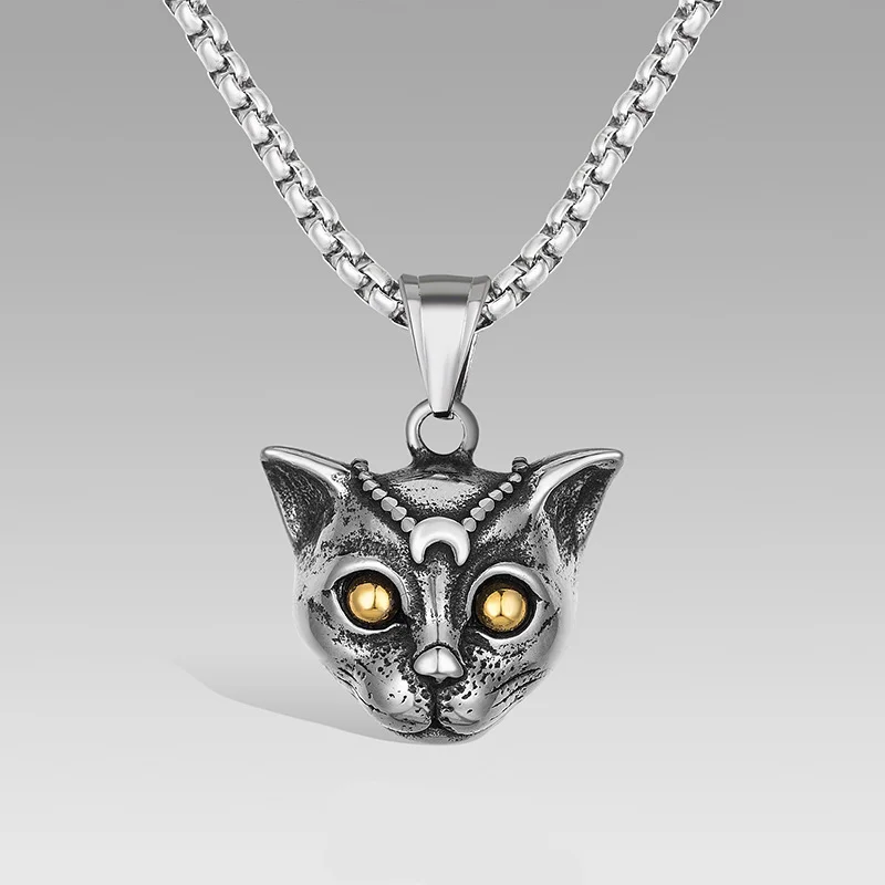 Stainless Steel Owl Cat Rabbit Animal Pendant Necklace For Men Women Vintage Gothic Hip Hop Punk Box Chain Personality Jewelry