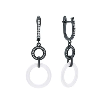 

Silver earrings with ceramics and cubic zirconia sunlight sample 925