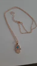 1PC turco de mal de ojo mano COLLAR COLGANTE Hamsa para mujer joyería de Color hueco clavícula cadenas de enlace