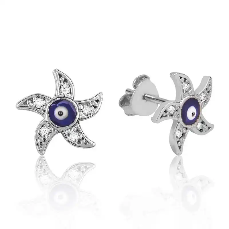 

Merve Silver Silver The Genres Change Sea Star studded earrings