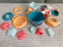 Juego de playa para bebé, caja de arena suave de silicona, juego de playa, juego de juguetes para juego de playa, carrito de juego de agua y arena