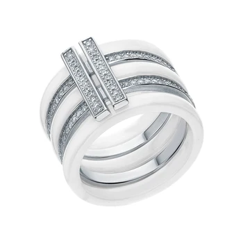 

Silver ring with ceramics and cubic zirconia sunlight sample 925