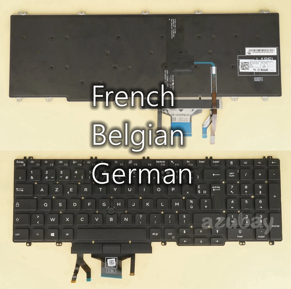 Francês Belga Teclado Alemão para Dell Latitude 5500 5501 5510 5511 de Precisão de 3540 3541 3550 3551 0vtxvn 0tfc98 0w30it Backlit