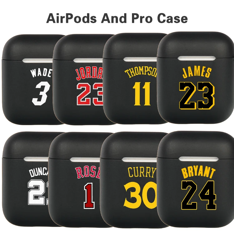 

Black Basketball fans Rose James case for Airpods 1 2 with keychain Protective Customized Cute Airpods Case Personalized name