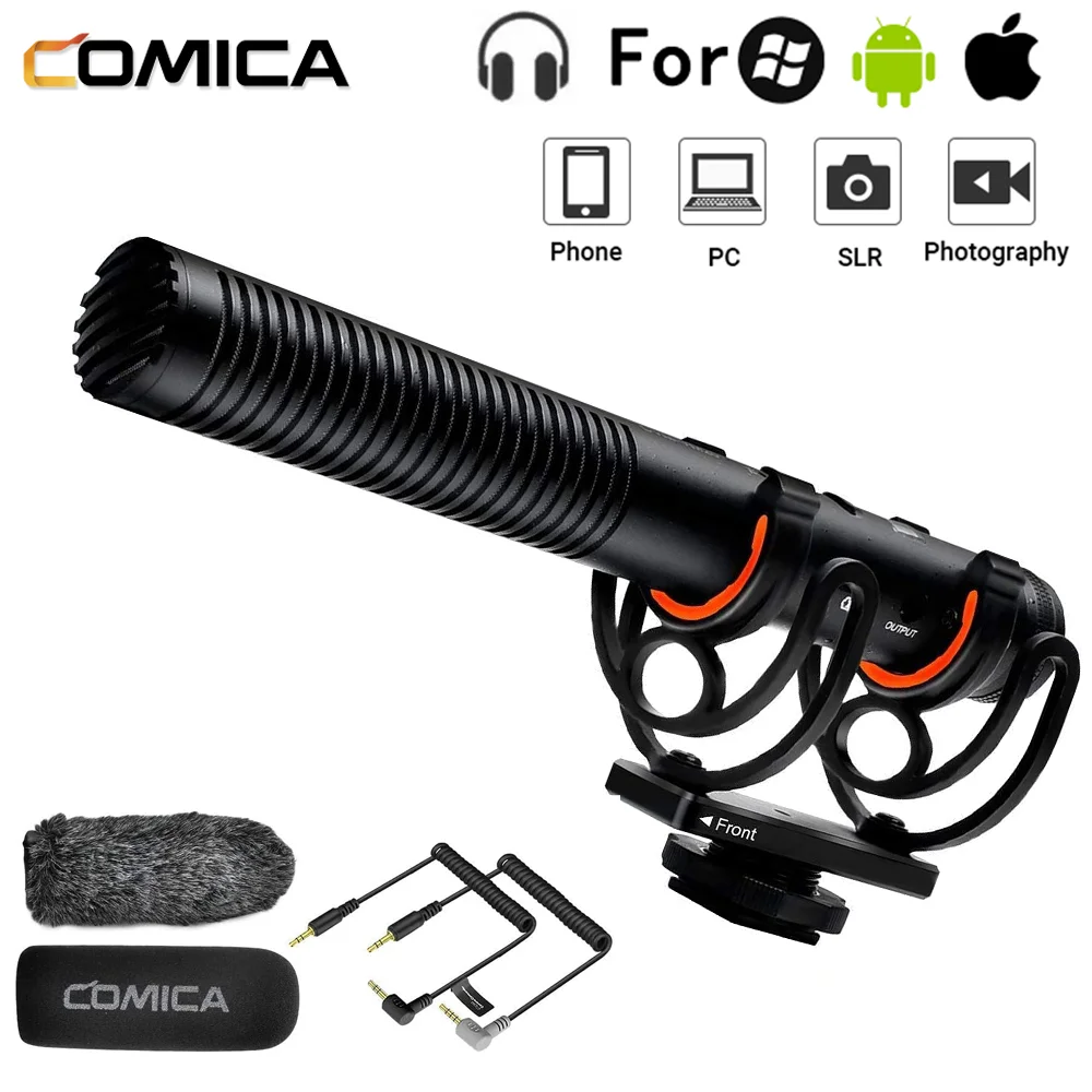 COMICA CVM-VM20 Multi-Functional Super Cardioid Condenser Shotgun Microphone Professional Recording Mic with Bracket