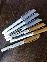 Bolígrafo de dibujo de resina epoxi dorado y plateado, 6 uds., rotulador de punta de hoja dorada, pintura acrílica, marcador permanente metálico