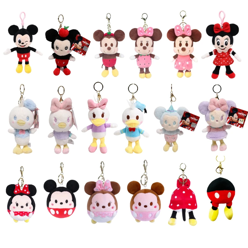 

Genuine Disney Mickey Mouse Minnie 18CM Plush Dolls Keychain Donald Duck Daisy Bag Cute Pendant Toy