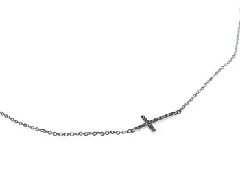 

Silver choker with forced chain and cross lying zirconia