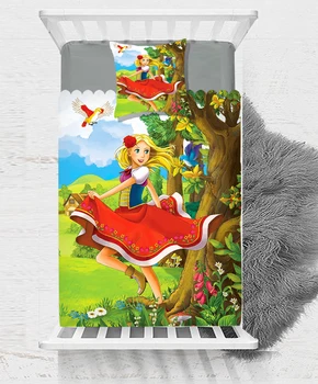 

Else Nature Running Princess Girl Birds Sea Baby Boy Kids Children 3d Print Single Bedspread Bed Cover Gift Combine Pillow Cover