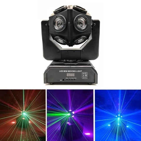 

12pcs X 10W LED Super Beam Mini Moving Head light Double Ball Football Light RGBW Color For KTV bar, art bar,Di bar, stage