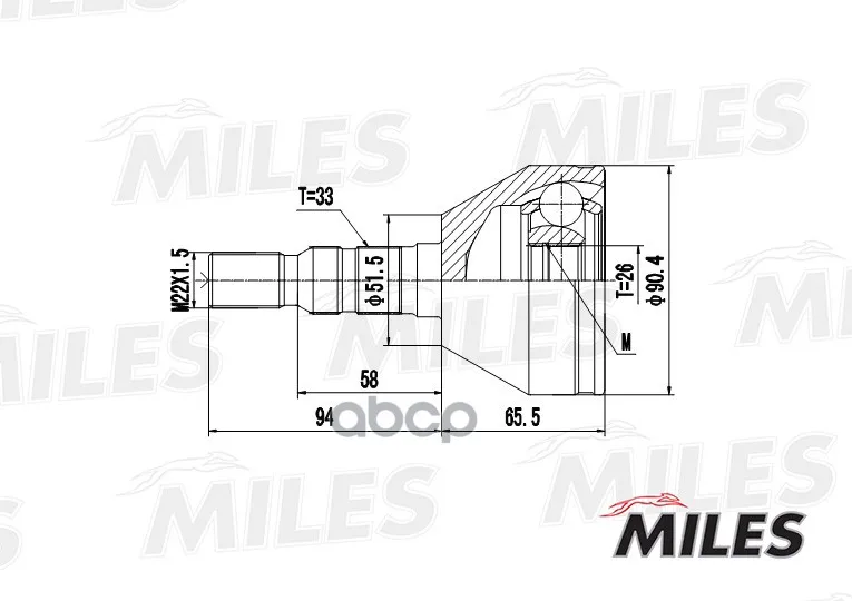 Шрус Opel Astra/Zafira 1.9-2.0 04- Нар. Miles Ga20354 Miles арт. GA20354 - Испускаемый цвет: Другое