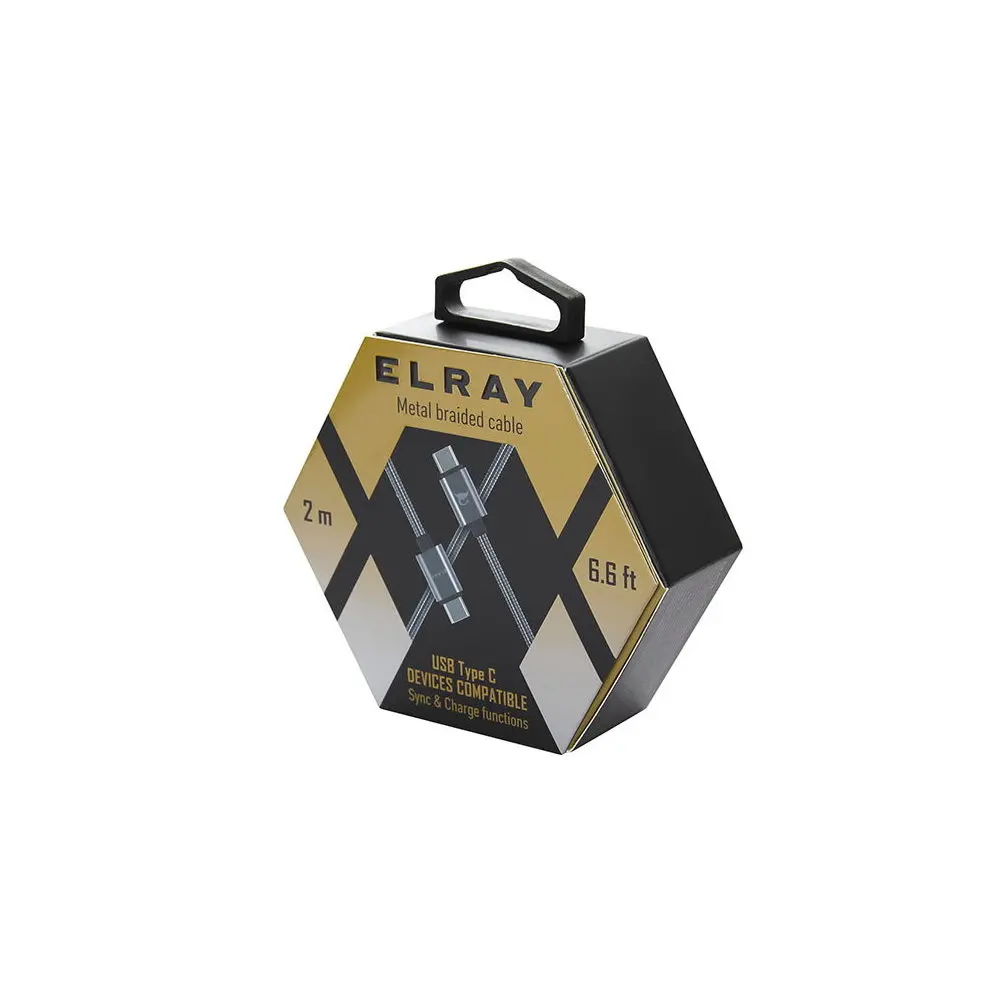 Кабель Elray Type-C папа/Type-C папа 2м серый(CC20MBC20GR