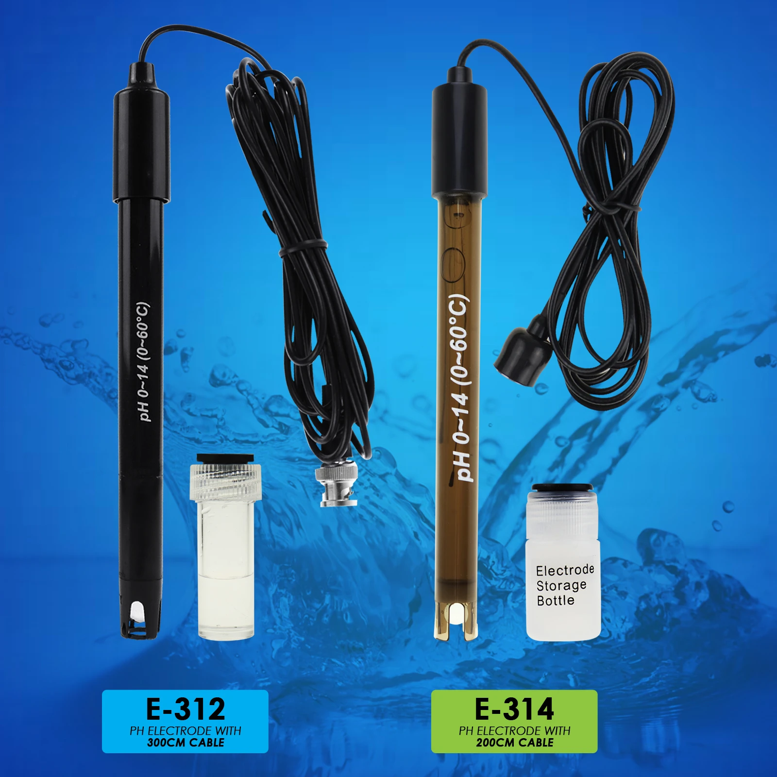 pH Electrode BNC Type Probe w/ Calibration Powder (pH 4.00/pH 6.86/pH 9