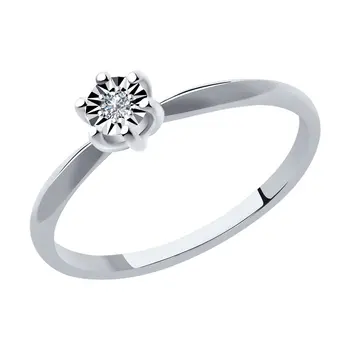 

SOKOLOV ring White Gold rhodium with Diamond, fashion jewelry, gold, 585, women's male