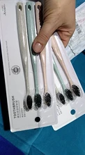 Toothbrush Wheat-Straw Bristle Charcoal Binchoutan Adult KINEPIN 6pcs Tapered-Tip