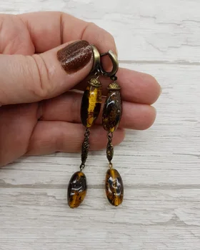 

Natural transparent amber earrings handmade