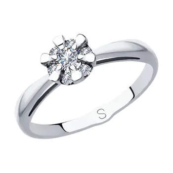 

Sokolov ring in white gold with diamonds, fashion jewelry, 585, women's male