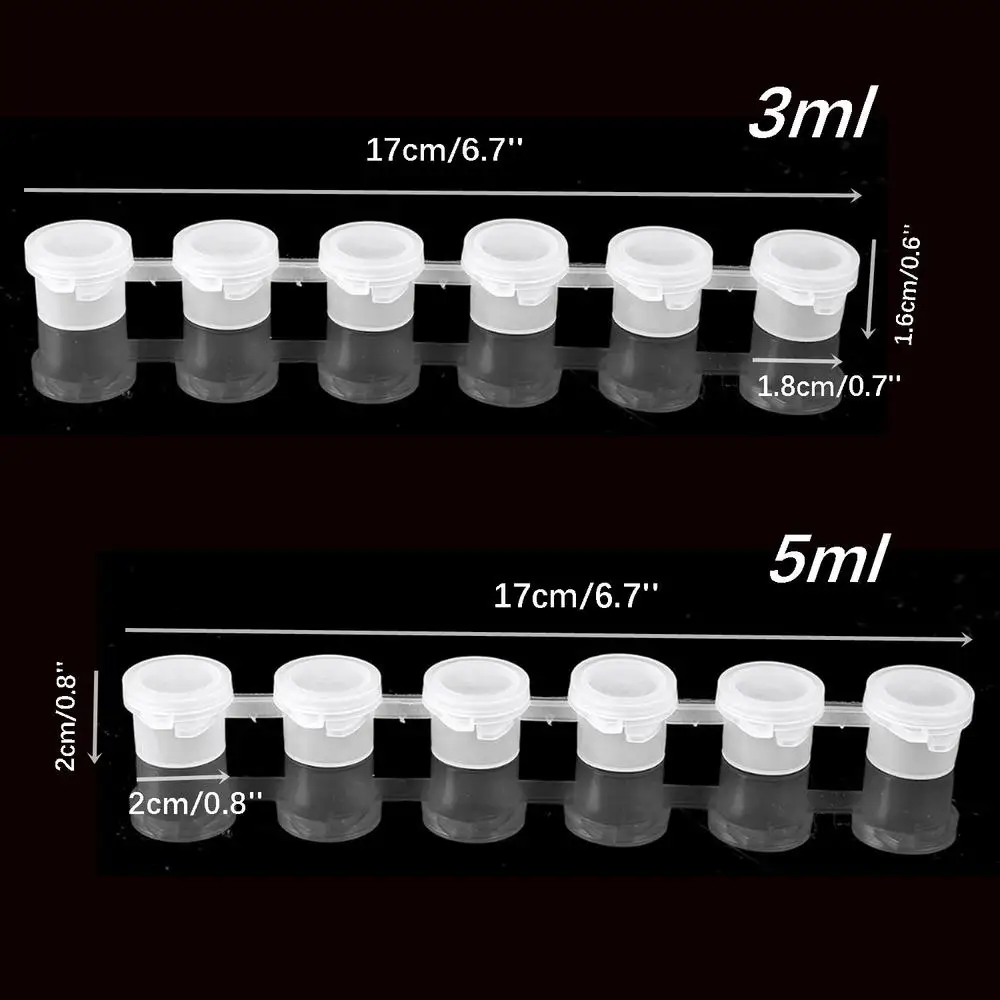 30 Mini Empty Paint Pots With Lids - 5 Strips Of 3ml Plastic Containers For Art, Crafts & Storage