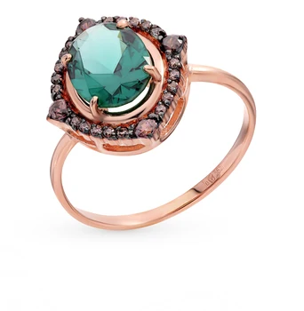 

Gold ring with tourmaline and cubic zirconia sunlight sample 585