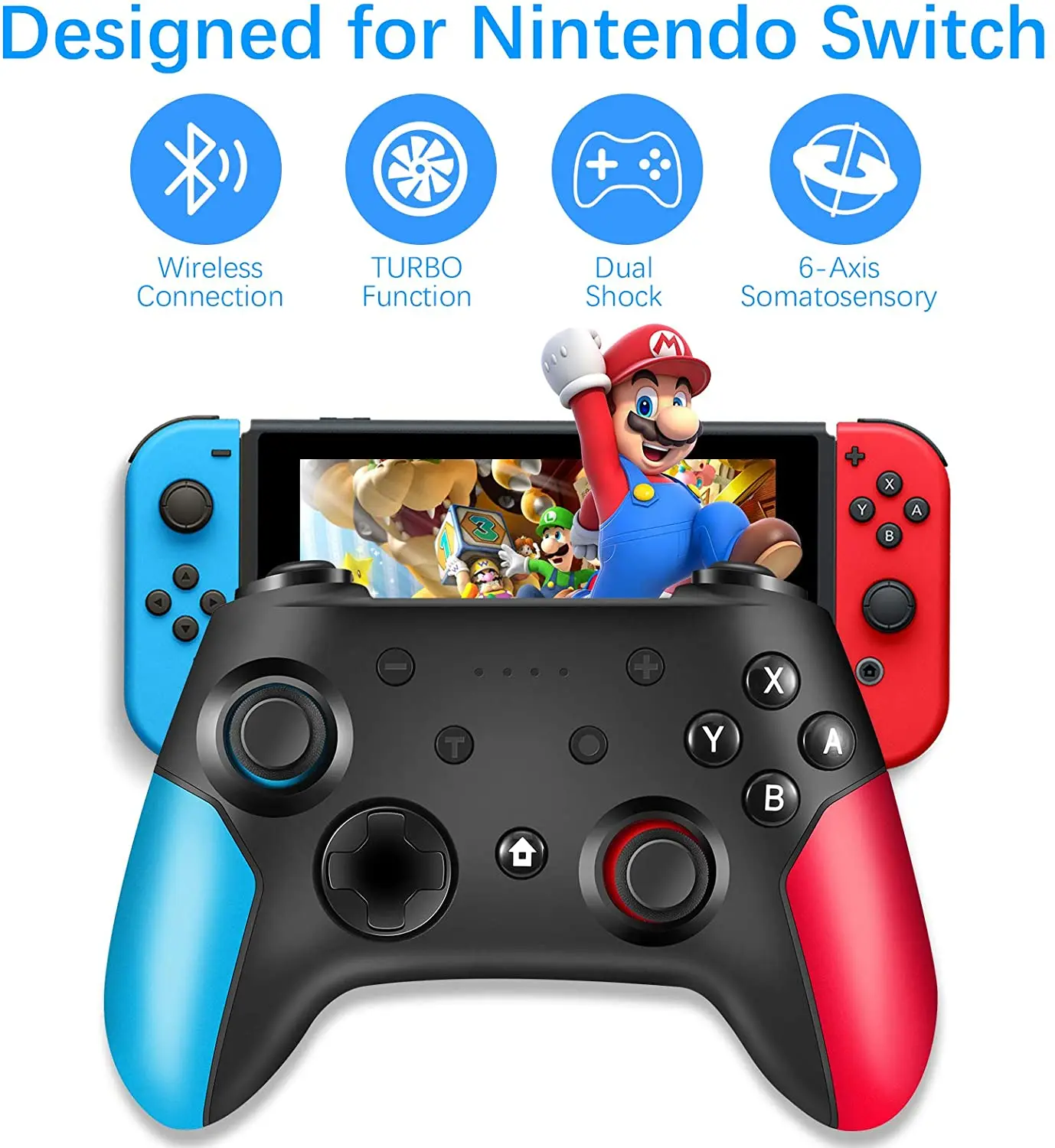 LIOEO NEW Wireless Pro Controller with Dual Vibration Gyro Axis Turbo