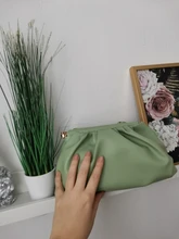Bolso de mano de día para mujer, cadena dorada gruesa, pinza para masa, bolso de hombro, bolsa de hombro, Baguette plisado, 2021
