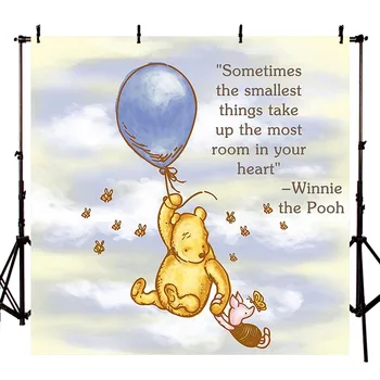 

Photography background Winnie Bear Style White Clouds Blue Sky Balloons Custom Backdrop Decor Photocall Backdrop Photo Studio