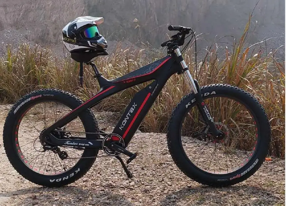 26inch carbon fiber electric bicycle disc brake electric bicycle 26*4.0 tires 8 speed fat electric bicycle E-Bike Power-Assisted