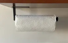 No Holes Roll Paper Holder Stainless Steel Paper Towel Rack for Bathroom Black