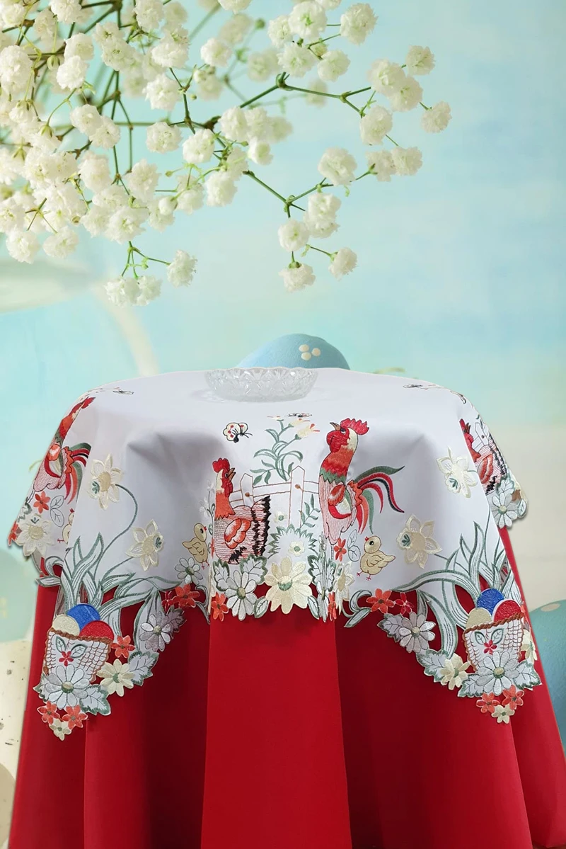 Tablecloth coffee table Easter for with rooster/hen Ref: 135 90x90cm | Дом и сад