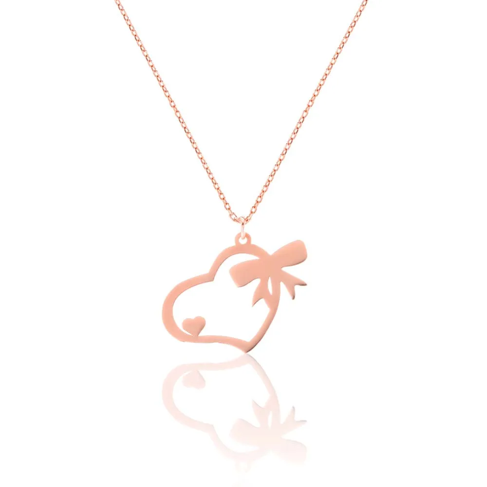 

Necklace Jewelry Hollow Butterfly Featuring Heart Pendant 925 Sterling Silver Rose Gold with 43cm Chain