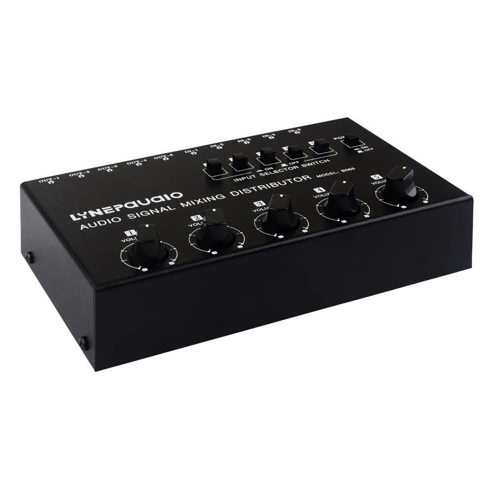 5-in 5-out audio signal selection mixing splitter  output independent volume adjustment RCA interface 3