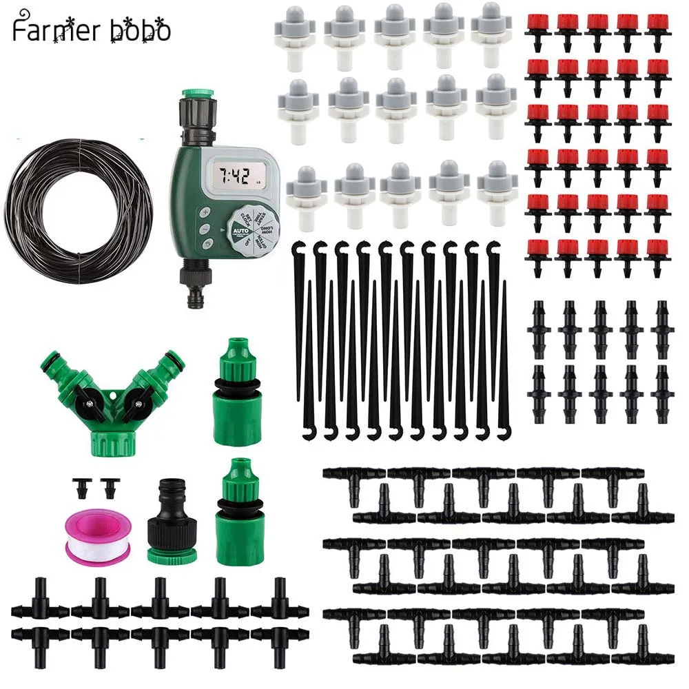 

30m Drip Irrigation Kit,Patio Plant Watering Kit Garden Agriculture Greenhouse Mist Cooling Irrigation System Automatic Micro