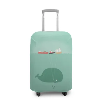 

Suitcase cover 3D whale with ships