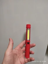 LED Flashlight Torch-Lamp Magnet Work-Inspection COB with The-Bottom And Clip Red/blue